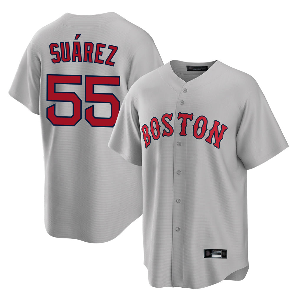 Trusc B.Red Sox #55 Ranger Su¡§¡érez Player Gray Road Home Game Stitched Jerseys