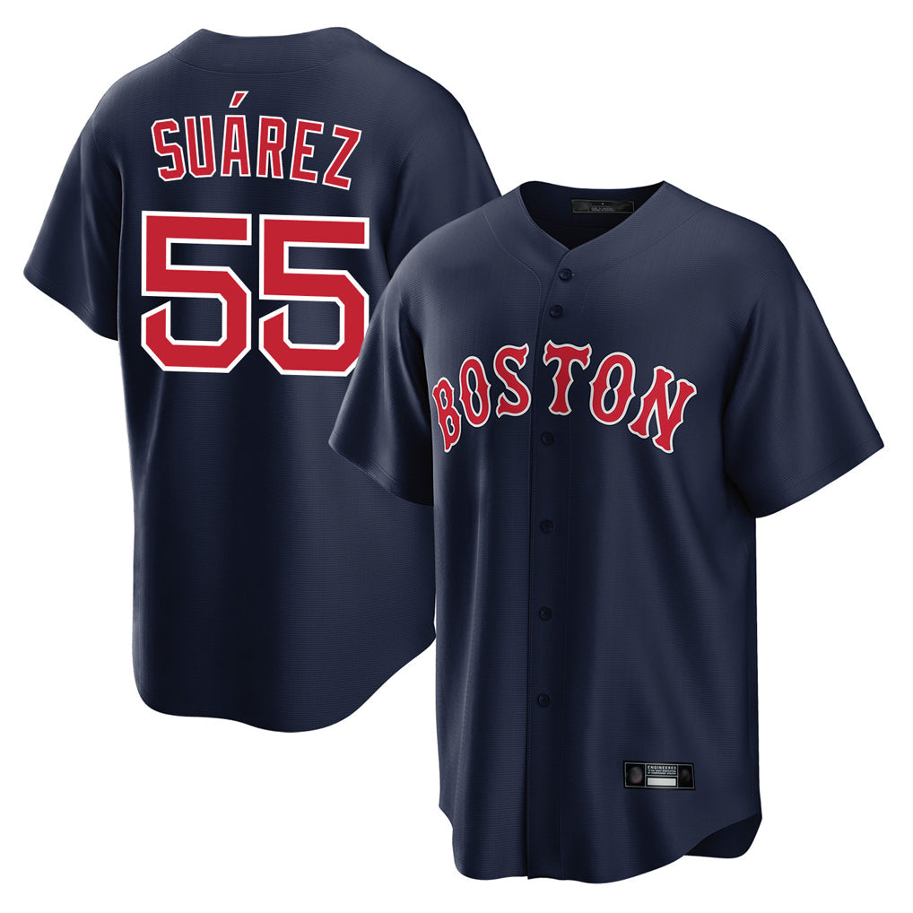 Trusc B.Red Sox #55 Ranger Su¡§¡érez Player Navy Home Game Stitched Jerseys