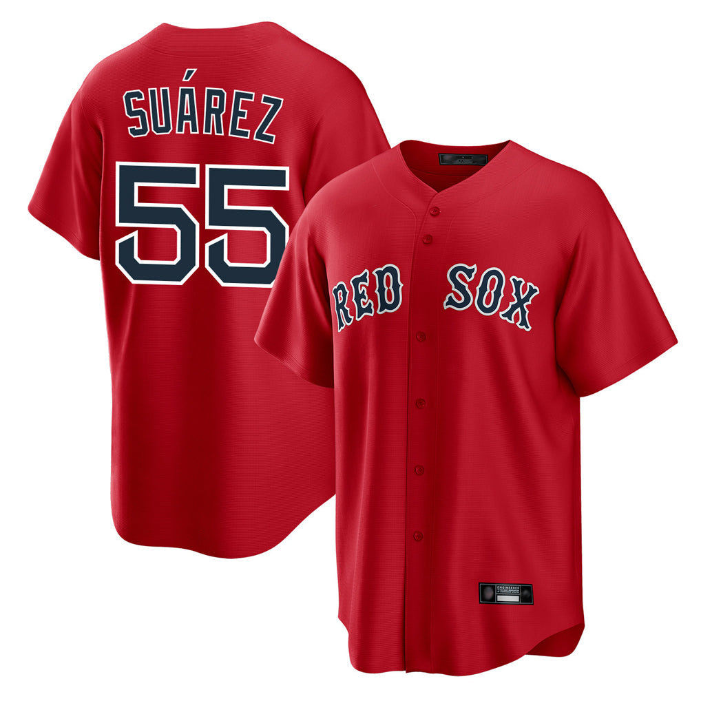 Trusc B.Red Sox #55 Ranger Su¡§¡érez Player Red Home Game Stitched Jerseys