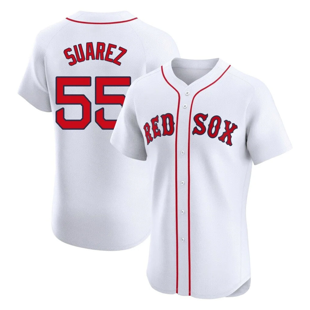 Trusc B.Red Sox #55 Ranger Su¡§¡érez Player White Limited Elite Home Game Stitched Jerseys