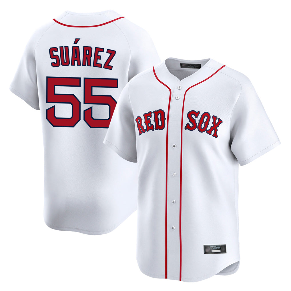 Trusc B.Red Sox #55 Ranger Su¡§¡érez Player White Limited Home Game Stitched Jerseys
