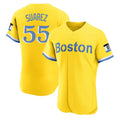 Trusc B.Red Sox #55 Ranger Su¡§¡érez Player Yellow Limited Elite Home Game Stitched Jerseys