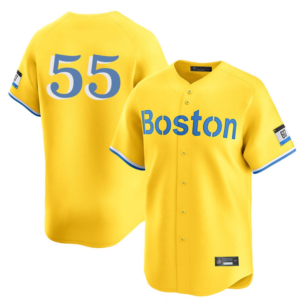 Trusc B.Red Sox #55 Ranger Su¡§¡érez Player Yellow Limited Home Game Stitched Jerseys