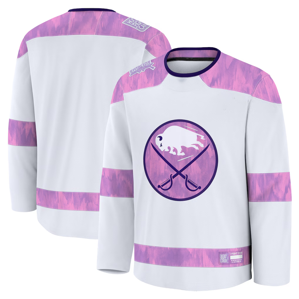 Trusc B.Sabres White 2024 Hockey Fights Cancer Practice Stitched Jerseys