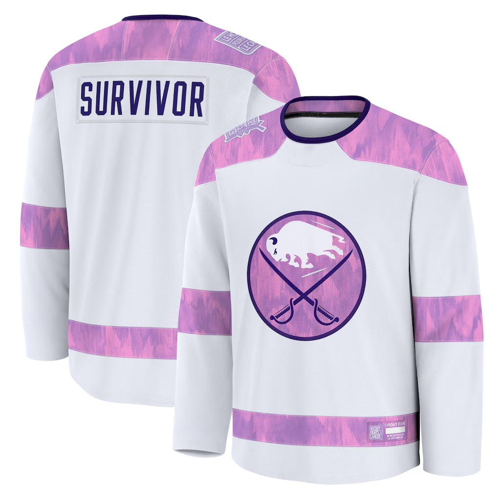 Trusc B.Sabres White Hockey Fights Cancer Survivor Practice Stitched Jerseys