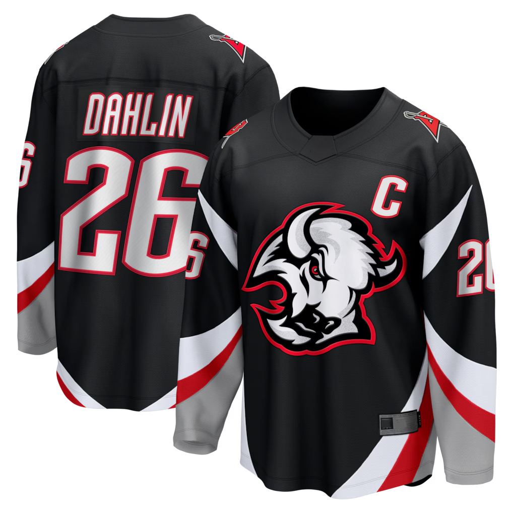 Trusc B.Sabres #26 Rasmus Dahlin Black Alternate Captain Patch Breakaway Stitched Jerseys