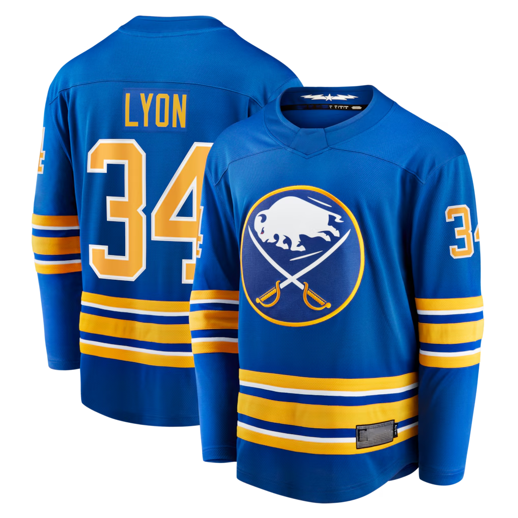 Trusc B.Sabres #34 Alex Lyon Royal Home Breakaway Stitched Jerseys