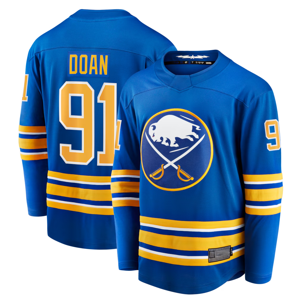 Trusc B.Sabres #91 Josh Doan Royal Home Premier Breakaway Player Stitched Jerseys