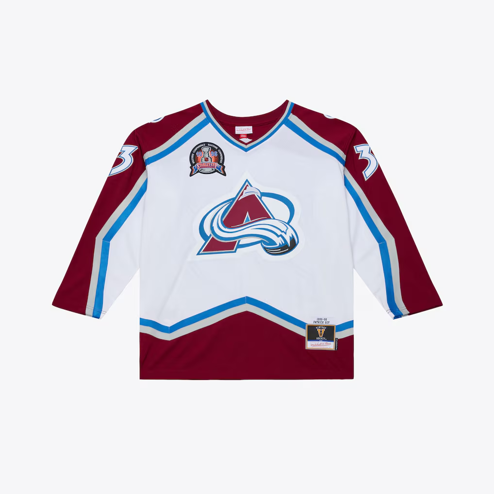 Trusc C.Avalanche Patrick Roy Mitchell & Ness White 1995 Power Play Jerseys