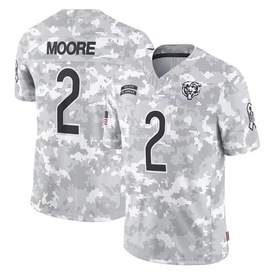Trusc C.Bears #2 D.J. Moore Player White Arctic Camo Salute to Service Limited Stitched Jerseys