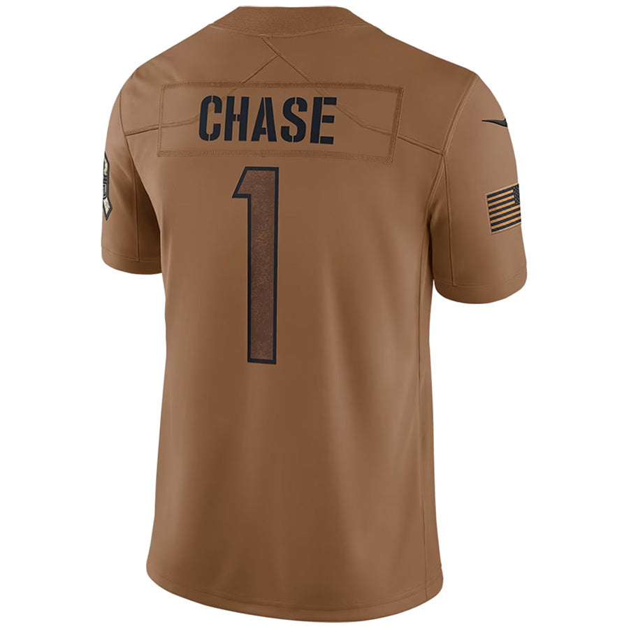 Trusc C.Bengals #1 Ja'Marr Chase Player BROWN Salute To Service Limited Stitched Jerseys