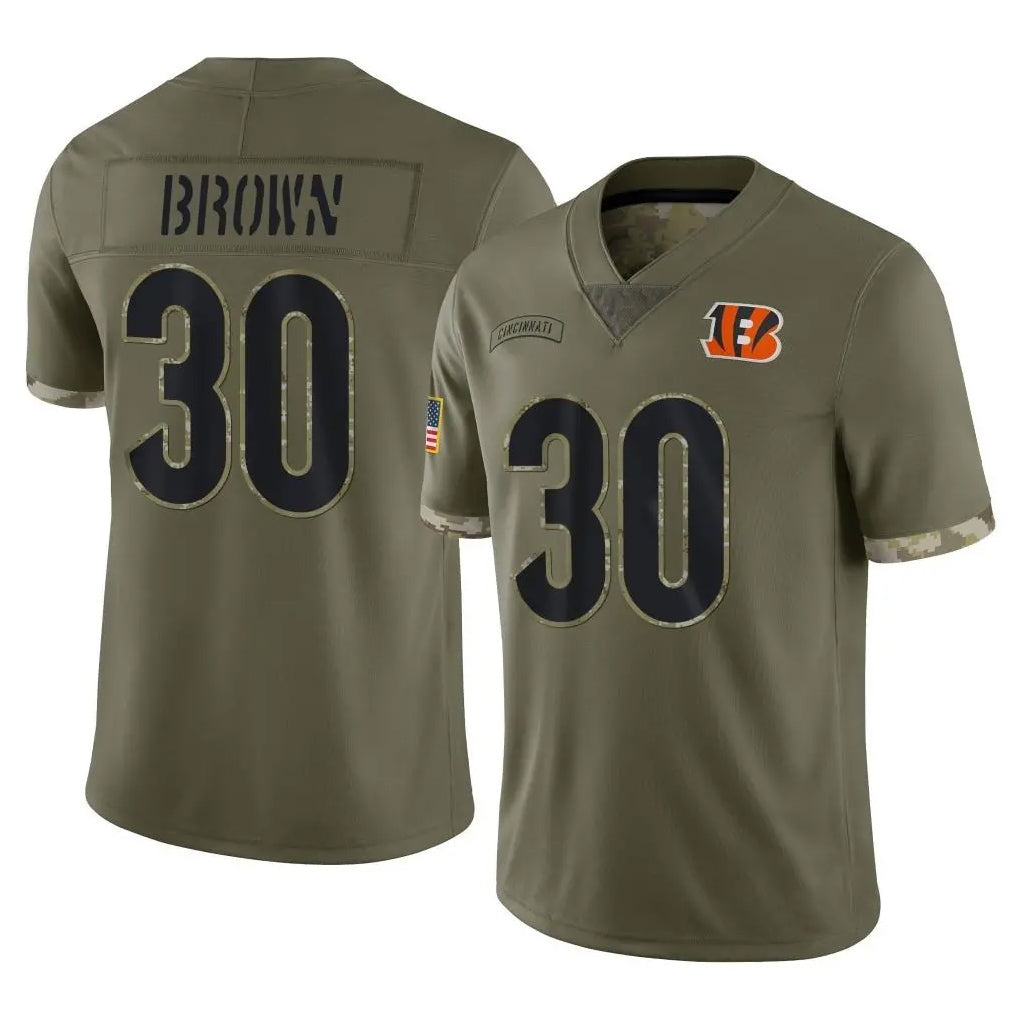 Trusc C.Bengals #30 Chase Brown Player Salute To Service Limited Olive Stitched Jerseys