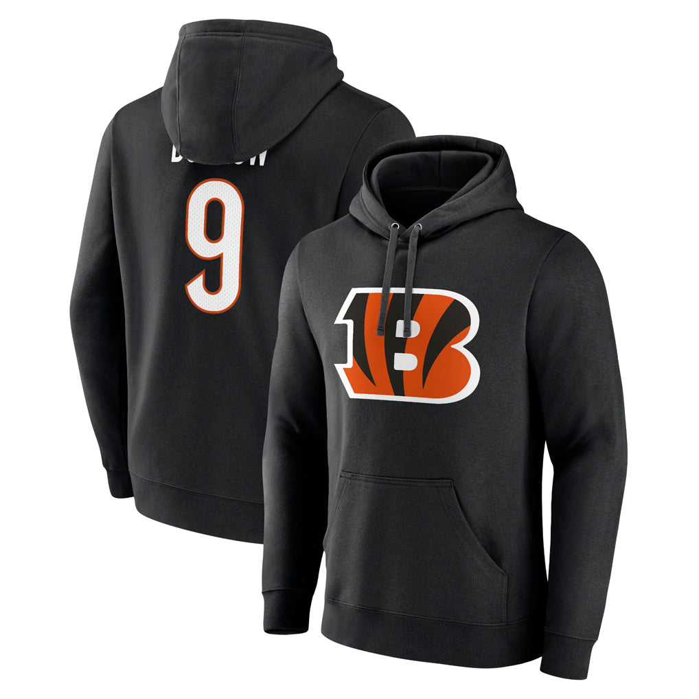 Trusc C.Bengals #9 Joe Burrow Player Black Salute to Service Pullover Hoodie Stitched Jerseys
