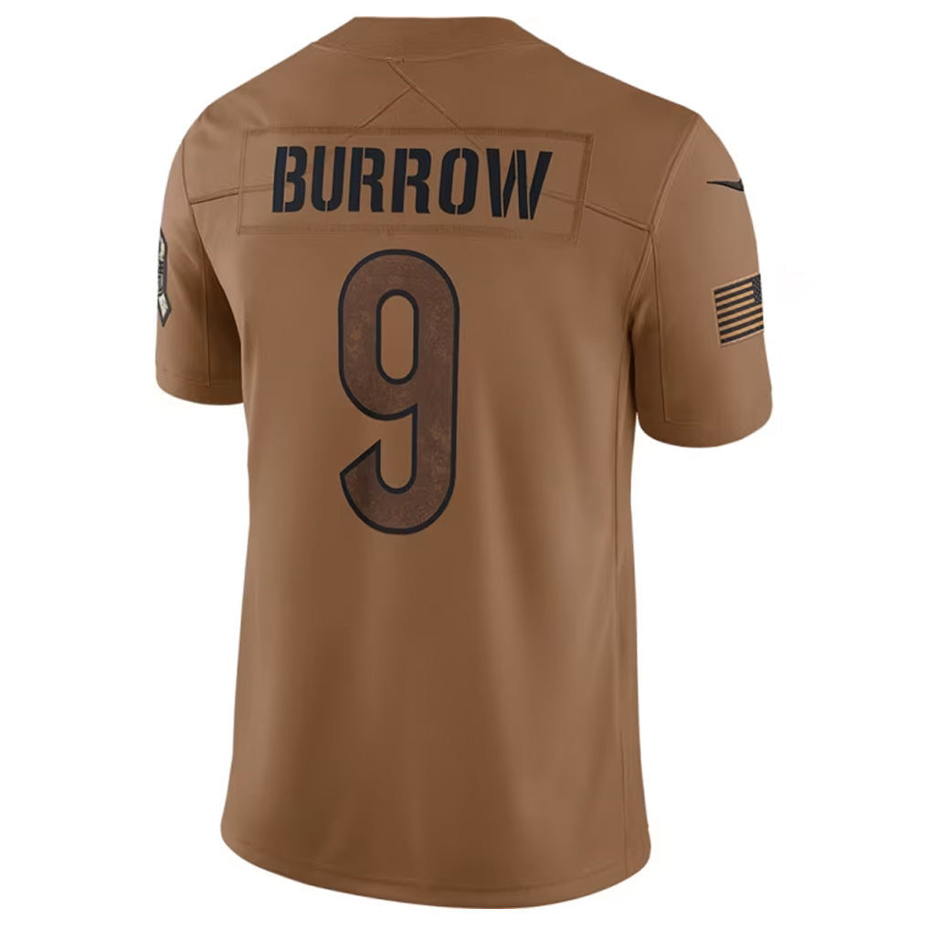 Trusc C.Bengals #9 Joe Burrow Player Brown Salute To Service Limited Stitched Jerseys