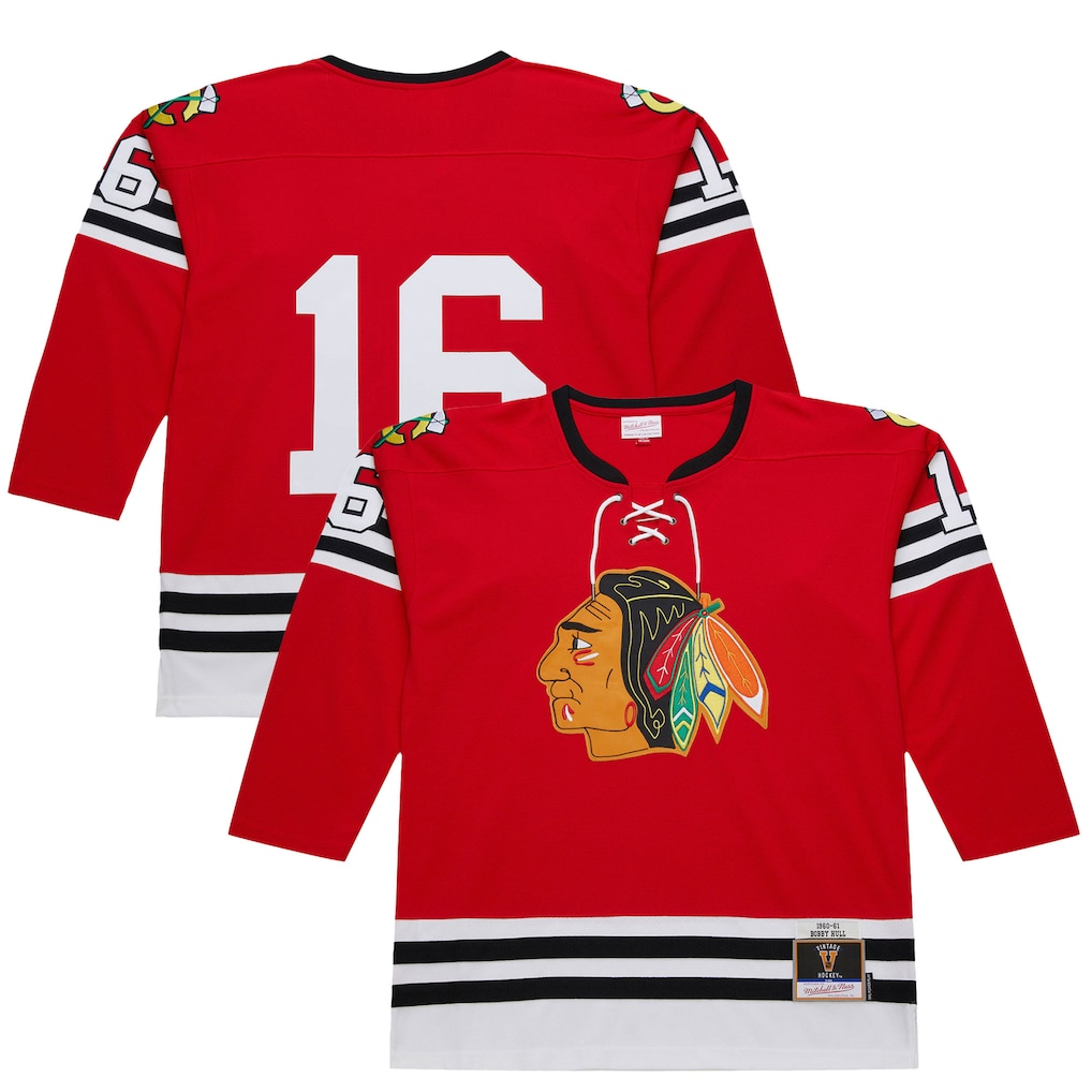 Trusc C.Blackhawks #16 Bobby Hull Scarlet 1960-61 Power Play Jerseys