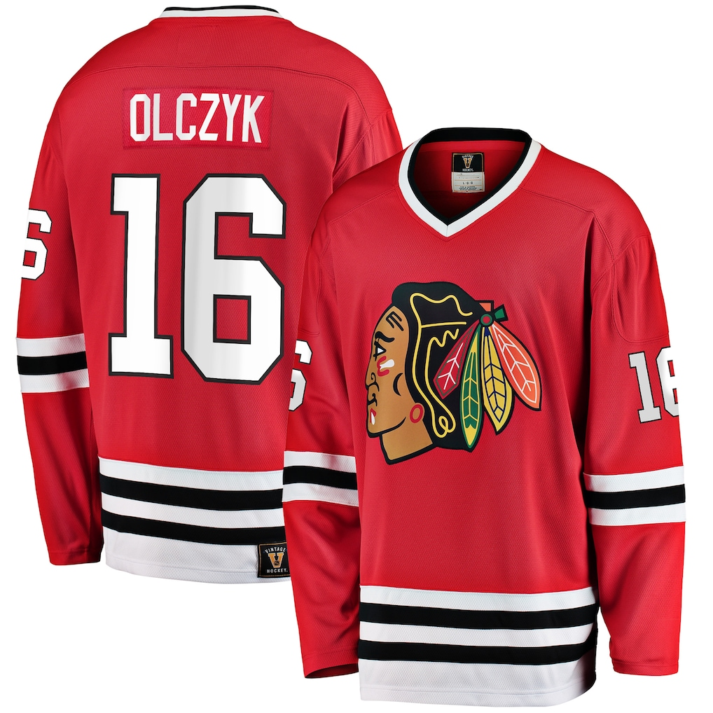 Trusc C.Blackhawks #16 Eddie Olczyk Red Premier Breakaway Retired Player Jerseys