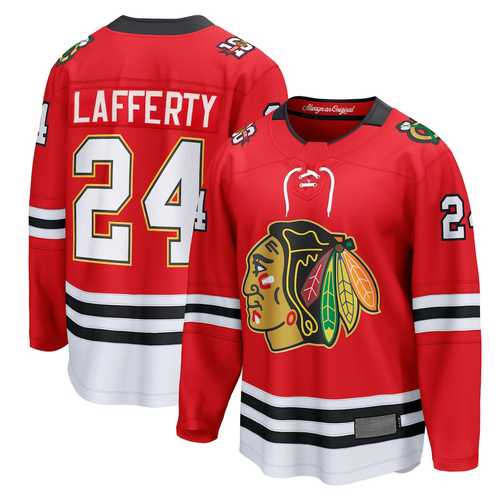 Trusc C.Blackhawks #24 Sam Lafferty Red Centennial Breakaway Player Jerseys