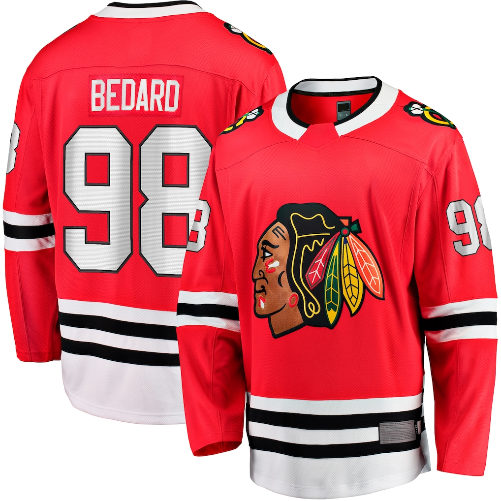 Trusc C.Blackhawks #98 Connor Bedard Red Home Breakaway Player Jerseys