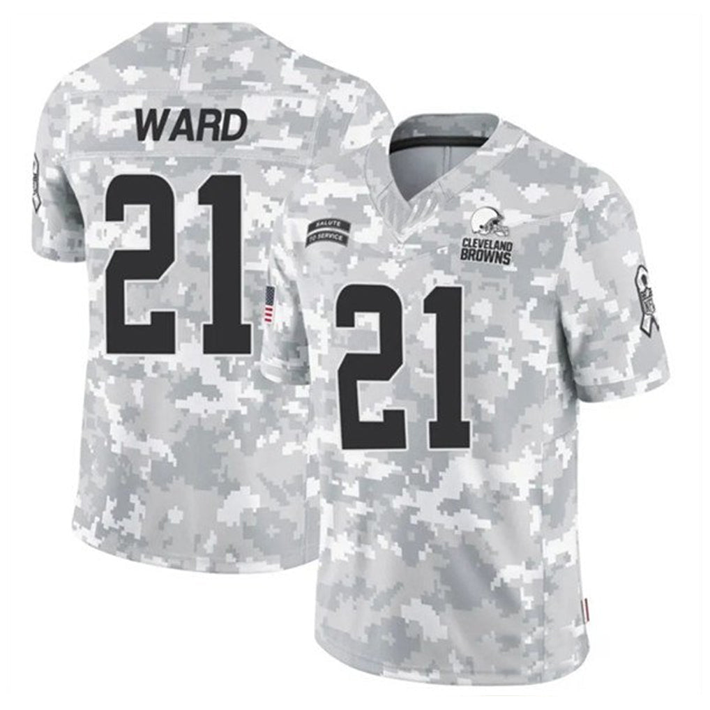 Trusc C.Browns #21 Denzel Ward Player Arctic Camo Salute to Service Limited Football Jerseys