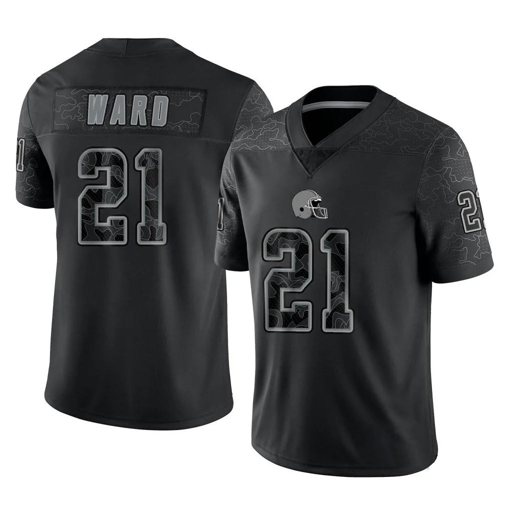 Trusc C.Browns #21 Denzel Ward Player Black RFLCTV Limited Football Jerseys