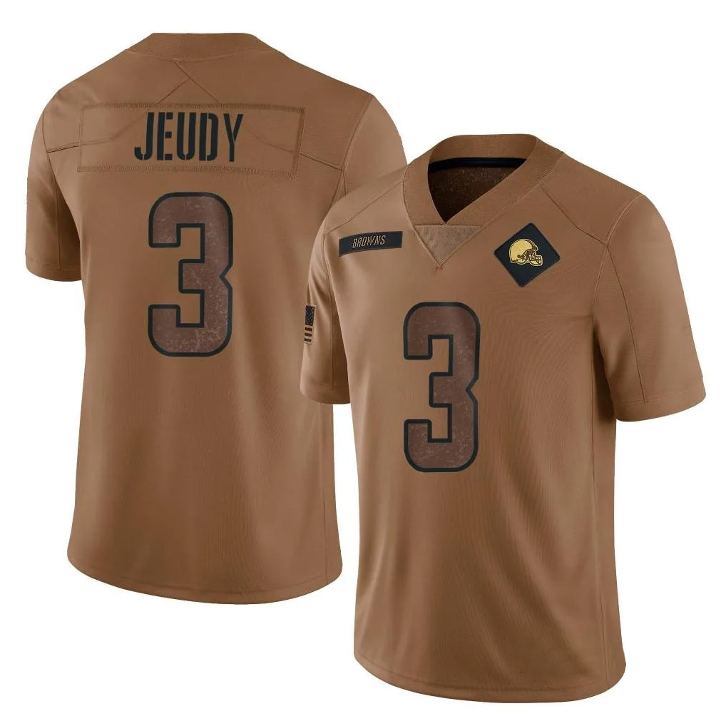 TruscC.Browns #3 Jerry Jeudy Player Brown Salute To Service Limited Stitched Jerseys
