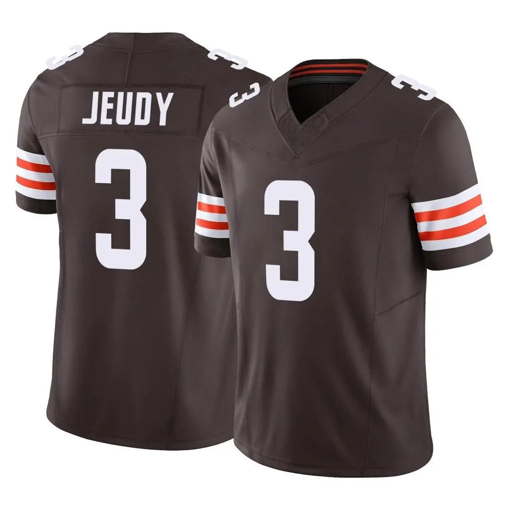 TruscC.Browns #3 Jerry Jeudy Player Brown Vapor F.U.S.E. Limited Stitched Jerseys