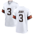 TruscC.Browns #3 Jerry Jeudy Player White Home Game Stitched Jerseys