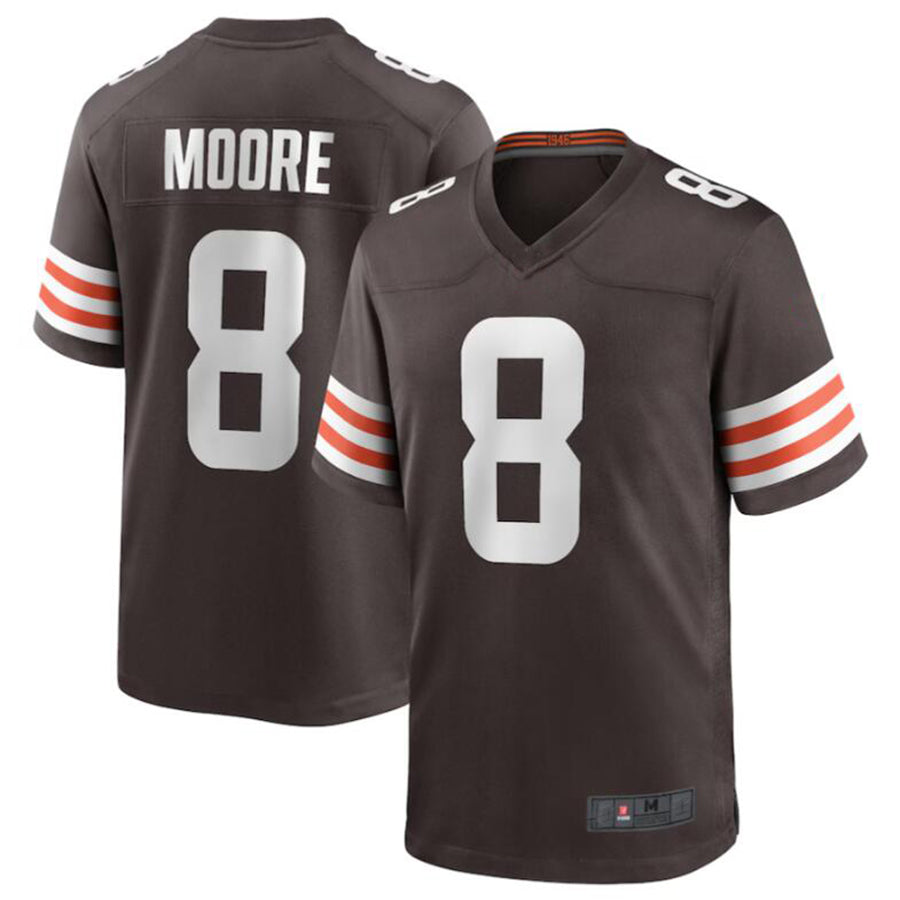 Trusc C.Browns #8 Elijah Moore Brown Game Retired Player Jersey American Stitched Jerseys