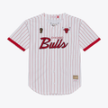 Trusc C.Bulls Mitchell & Ness White Head Coach Pinstripe Mesh Full-Button Baseball Jerseys