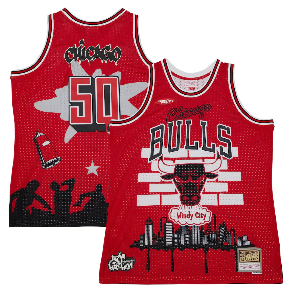 Trusc C.Bulls Mitchell & Ness x Tats Cru Red Hardwood Classics Fashion Jerseys
