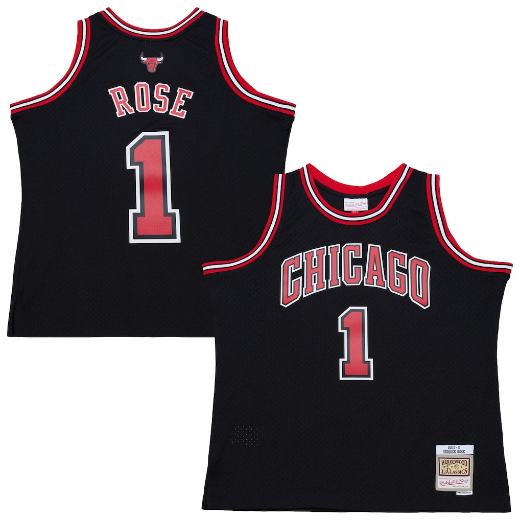 Trusc C.Bulls #1 Derrick Rose Mitchell & Ness Black Big & Tall 2010-11 Swingman Jerseys