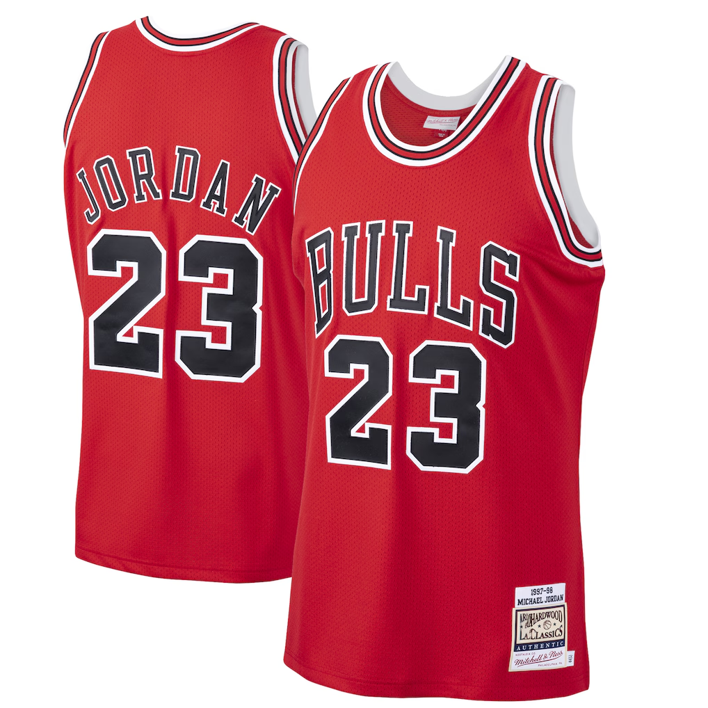 Trusc C.Bulls #23 Michael Jordan Mitchell & Ness Scarlet 1997-98 Hardwood Classics Authentic Jerseys