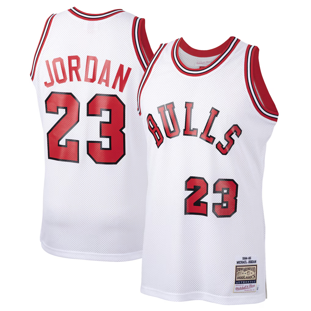 Trusc C.Bulls #23 Michael Jordan Mitchell & Ness White 1984-85 Hardwood Classics Rookie Authentic Jerseys