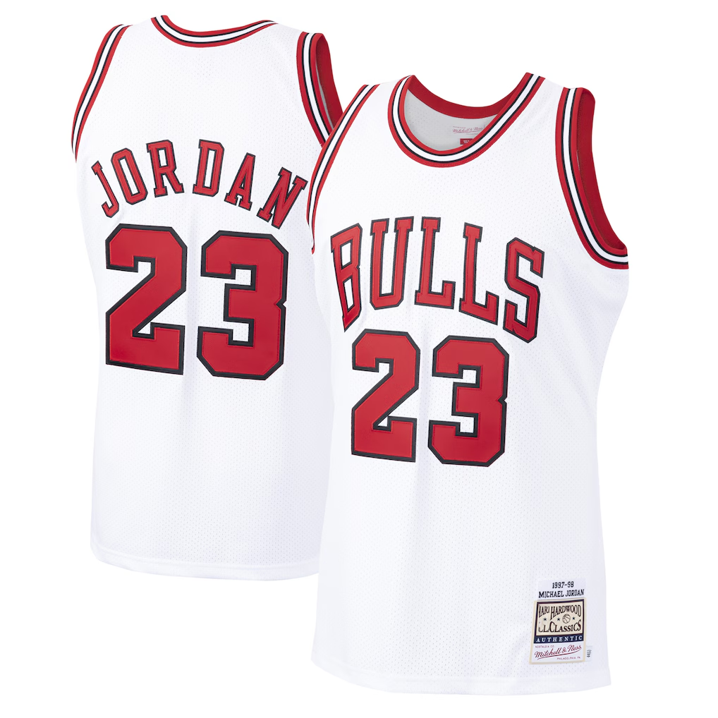 Trusc C.Bulls #23 Michael Jordan Mitchell & Ness White 1997-98 Hardwood Classics Authentic Jerseys