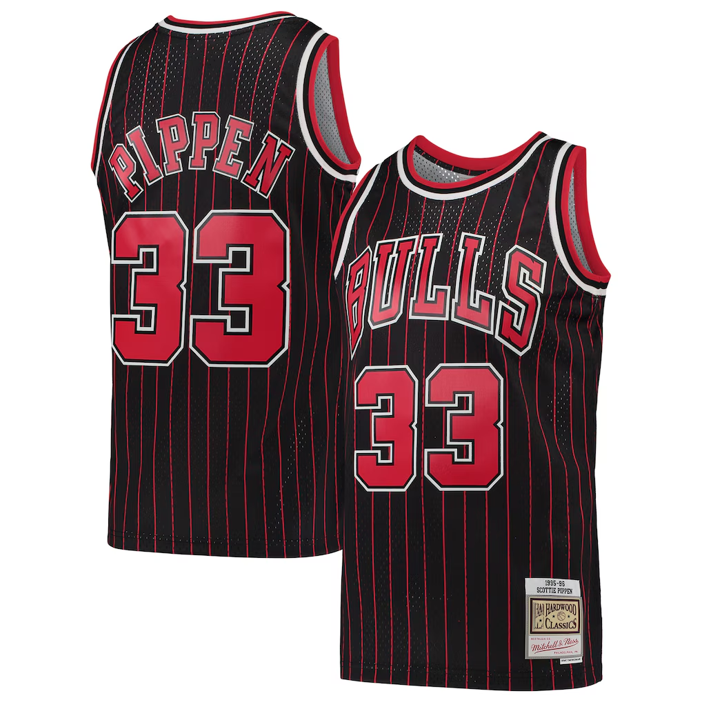 Trusc C.Bulls #33 Scottie Pippen Mitchell & Ness Black Hardwood Classics Swingman Jerseys