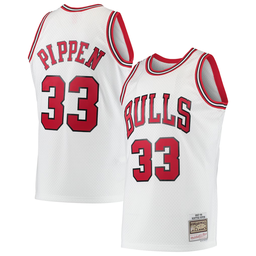 Trusc C.Bulls #33 Scottie Pippen Mitchell & Ness White Hardwood Classics Swingman Jerseys