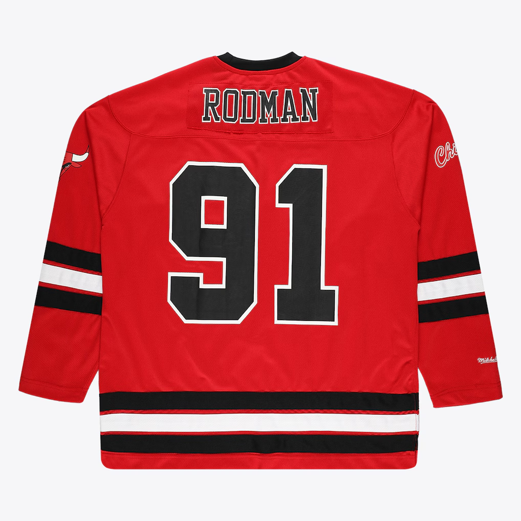 Trusc C.Bulls #91 Dennis Rodman Mitchell & Ness Red Big & Tall  Hockey Jerseys