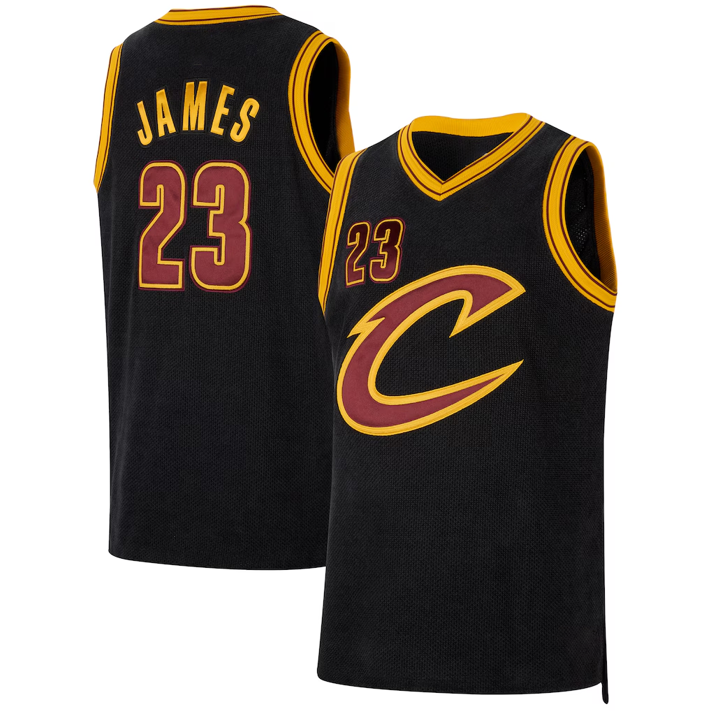 Trusc C.Cavaliers #23 LeBron James Black Forever King Authentic Jerseys