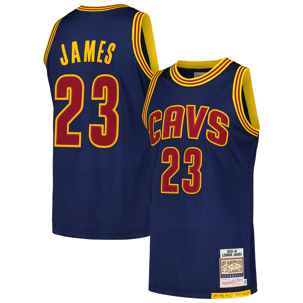 Trusc C.Cavaliers #23 LeBron James Mitchell & Ness Navy 201516 Hardwood Classics Authentic Jerseys