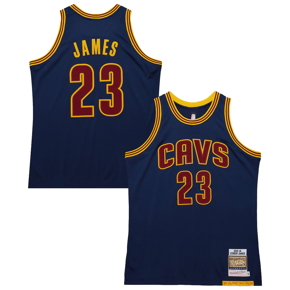 Trusc C.Cavaliers #23 LeBron James Mitchell & Ness Navy Big & Tall 201516 Swingman Jerseys