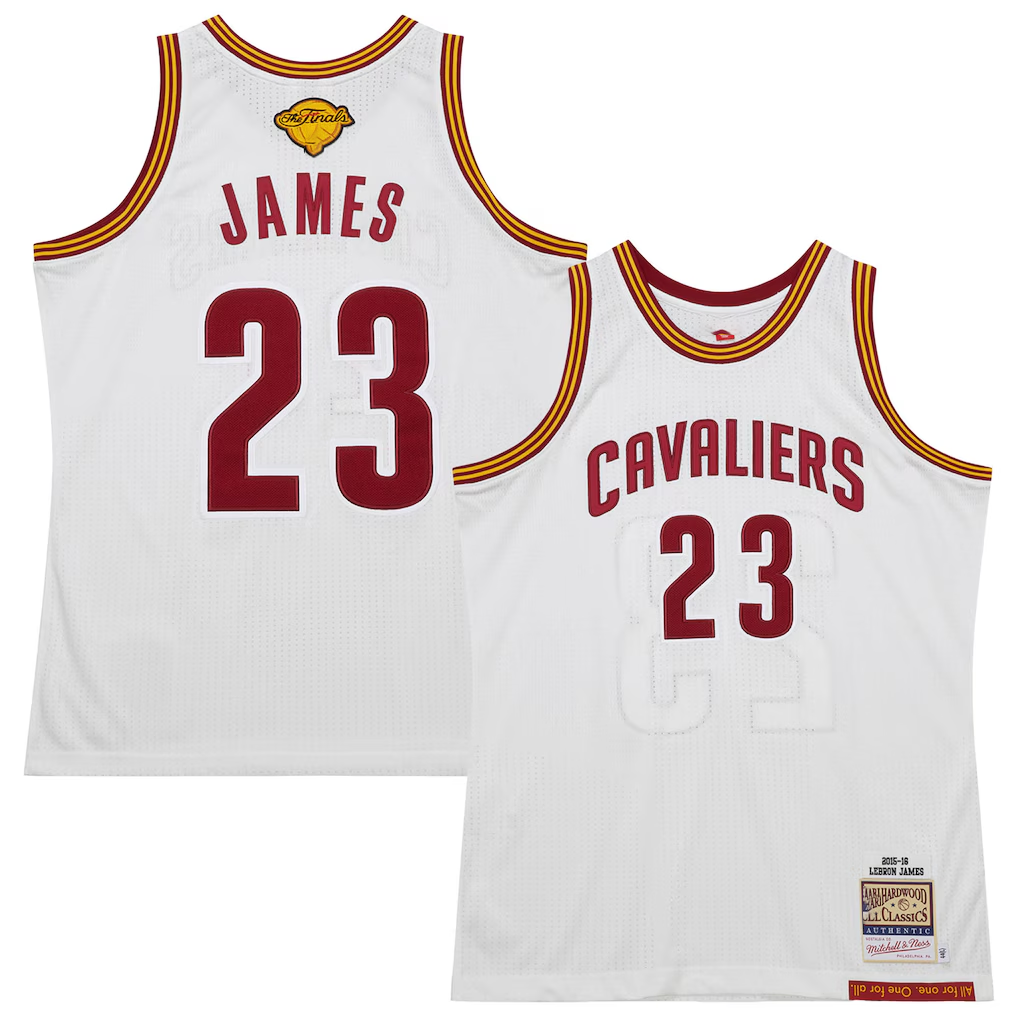 Trusc C.Cavaliers #23 LeBron James Mitchell & Ness White 2015-16 Hardwood Classics Authentic Jerseys
