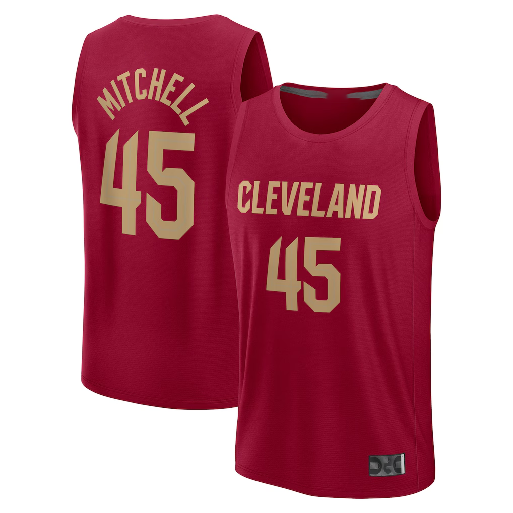 Trusc C.Cavaliers #45 Donovan Mitchell Wine Fast Break Replica Player Jerseys - Icon Edition