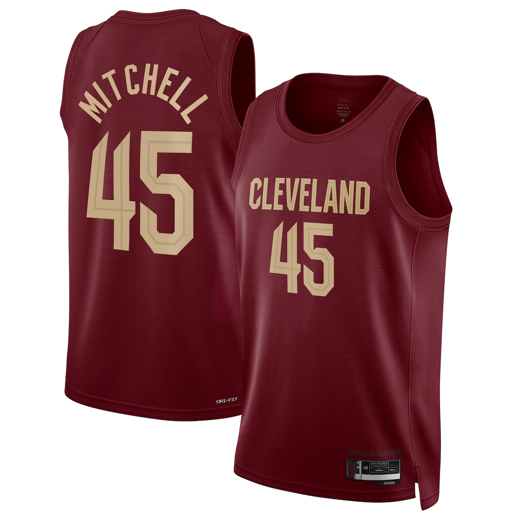 Trusc C.Cavaliers #45 Donovan Mitchell Wine Swingman Jerseys - Icon Edition