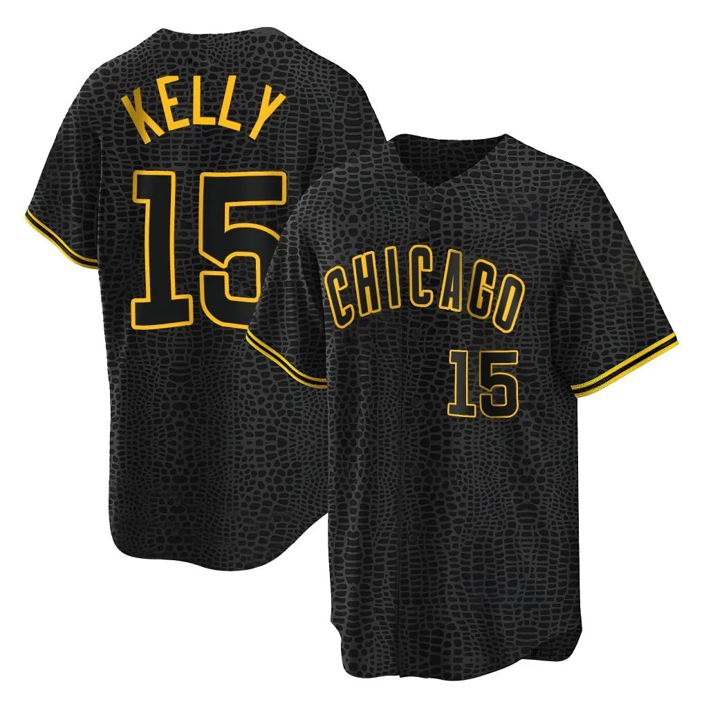 Trusc C.Cubs #15 Carson Kelly Player Black Snake Skin City Game Stitched Jerseys
