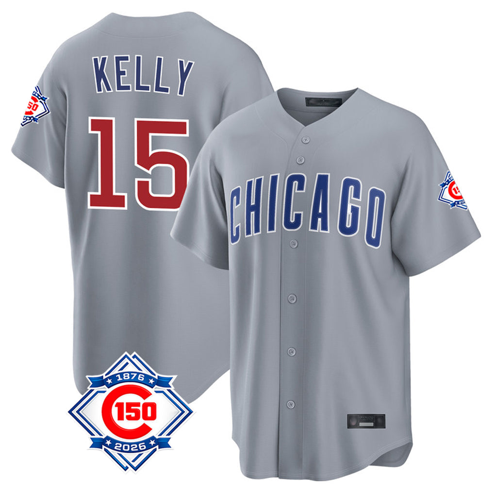 Trusc C.Cubs #15 Carson Kelly Player Gray 150th Anniversary Home Game Stitched Jerseys