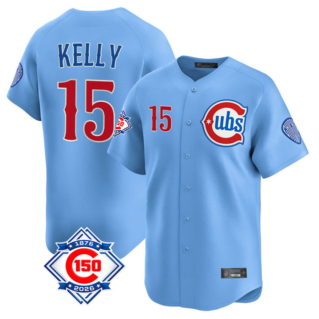 Trusc C.Cubs #15 Carson Kelly Player Light Blue 150th Anniversary Limited Home Stitched Jerseys