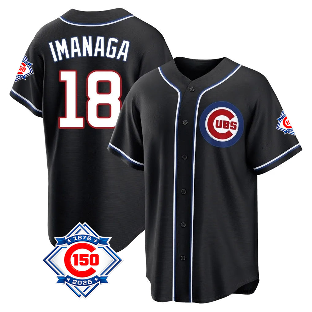 Trusc C.Cubs #18 Shota Imanaga Player Black Fashion Out 150th Anniversary Game Stitched Jerseys