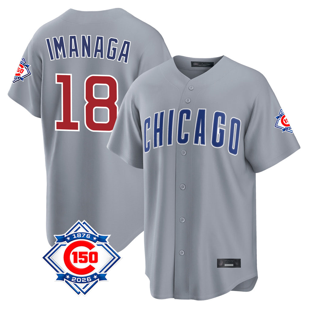 Trusc C.Cubs #18 Shota Imanaga Player Gray 150th Anniversary Home Game Stitched Jerseys