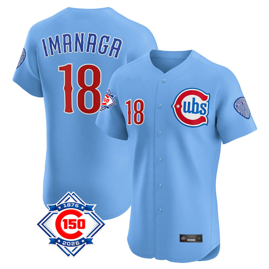 Trusc C.Cubs #18 Shota Imanaga Player Light Blue 150th Anniversary Limited Elite Home Stitched Jerseys