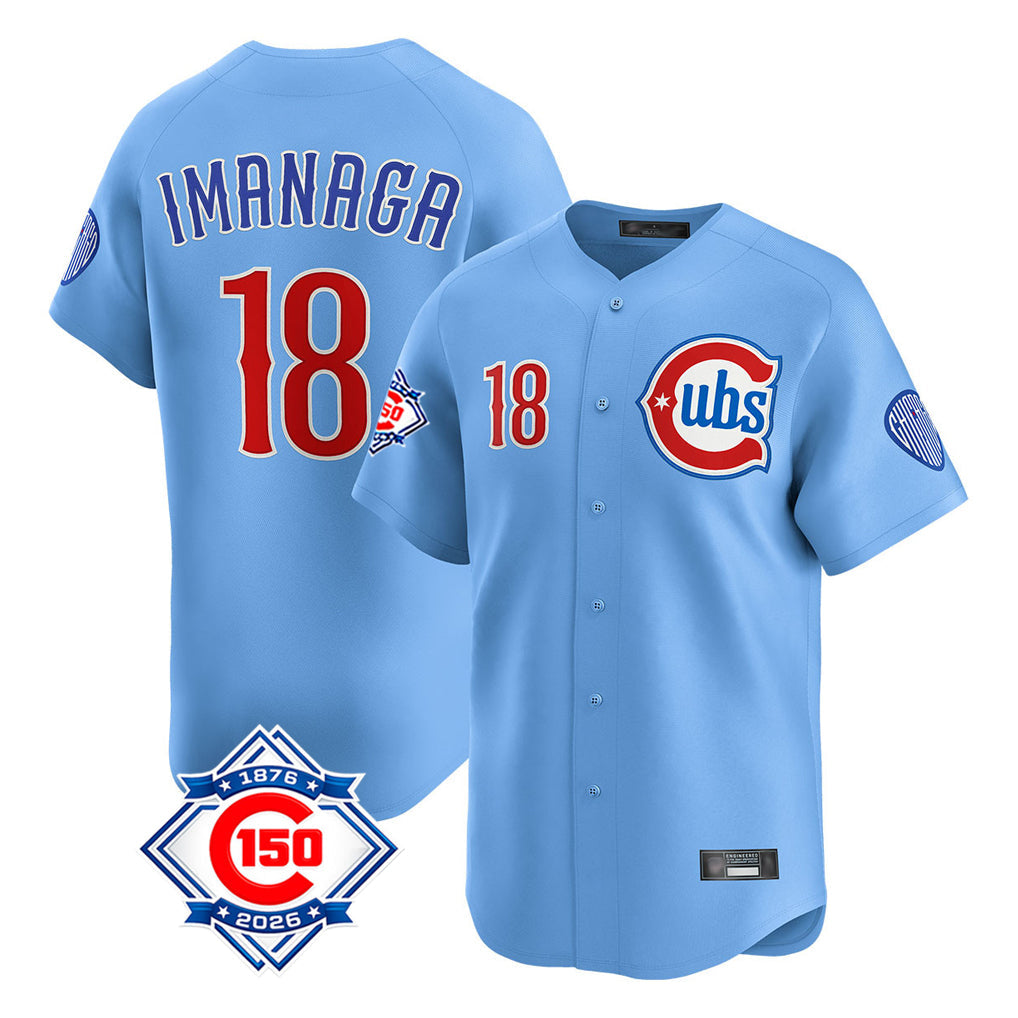 Trusc C.Cubs #18 Shota Imanaga Player Light Blue 150th Anniversary Limited Home Stitched Jerseys